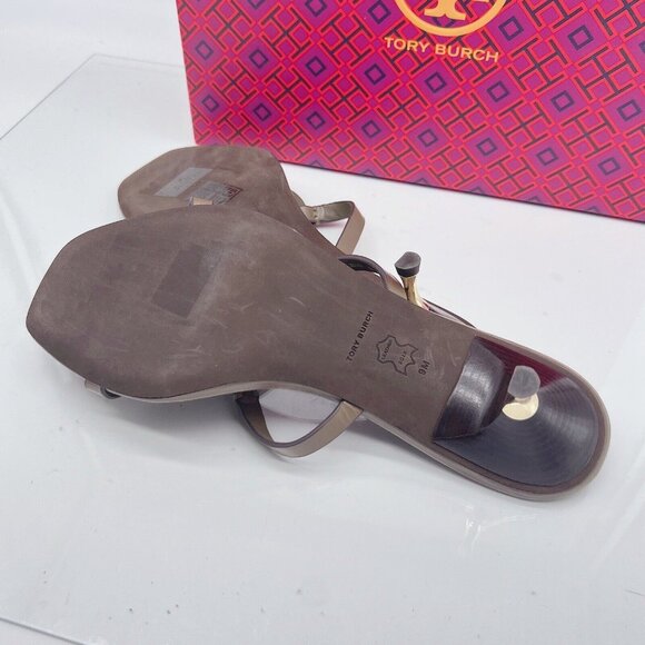 Tory Burch Miller Bombé 55mm Low Heel Sandal Toasted Sesame Brown Leather US 9 - Picture 13 of 13